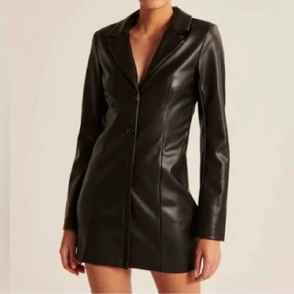 Women's Abercrombie Dark Brown Leather Blazer Coat